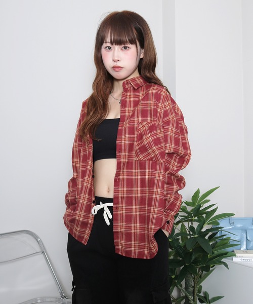 almo(アルモ)の「ペイルチェックシャツ(se)(シャツ/ブラウス・レディース・ベージュ/グリーン/レッド/サックスブルー/ブラック・FREE)」の15枚目の写真