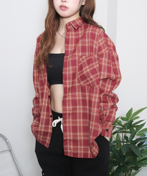 almo(アルモ)の「ペイルチェックシャツ(se)(シャツ/ブラウス・レディース・ベージュ/グリーン/レッド/サックスブルー/ブラック・FREE)」の16枚目の写真