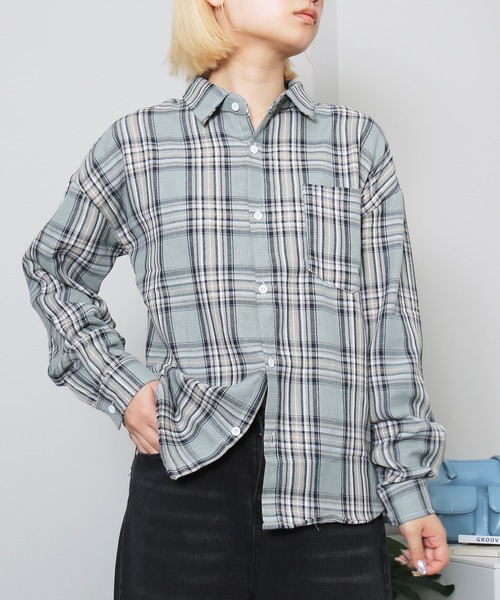 almo(アルモ)の「ペイルチェックシャツ(se)(シャツ/ブラウス・レディース・ベージュ/グリーン/レッド/サックスブルー/ブラック・FREE)」の20枚目の写真