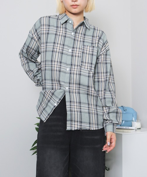 almo(アルモ)の「ペイルチェックシャツ(se)(シャツ/ブラウス・レディース・ベージュ/グリーン/レッド/サックスブルー/ブラック・FREE)」の21枚目の写真