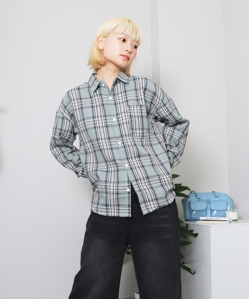 almo(アルモ)の「ペイルチェックシャツ(se)(シャツ/ブラウス・レディース・ベージュ/グリーン/レッド/サックスブルー/ブラック・FREE)」の22枚目の写真
