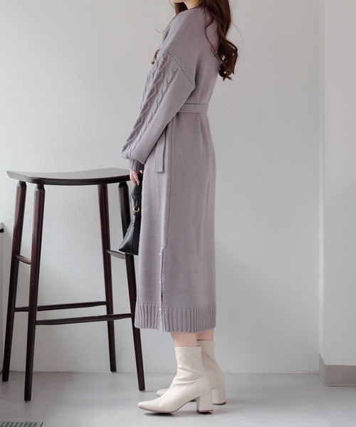 Another Branch olive des olive（アナザーブランチオリーブデオリーブ）の「【WEB限定】ケーブルニットワンピース（ワンピース・レディース・アイボリー/スミクロ/パープル/サックスブルー・FREE）」の18枚目の写真