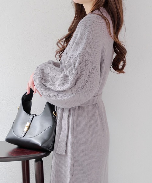 Another Branch olive des olive（アナザーブランチオリーブデオリーブ）の「【WEB限定】ケーブルニットワンピース（ワンピース・レディース・アイボリー/スミクロ/パープル/サックスブルー・FREE）」の13枚目の写真