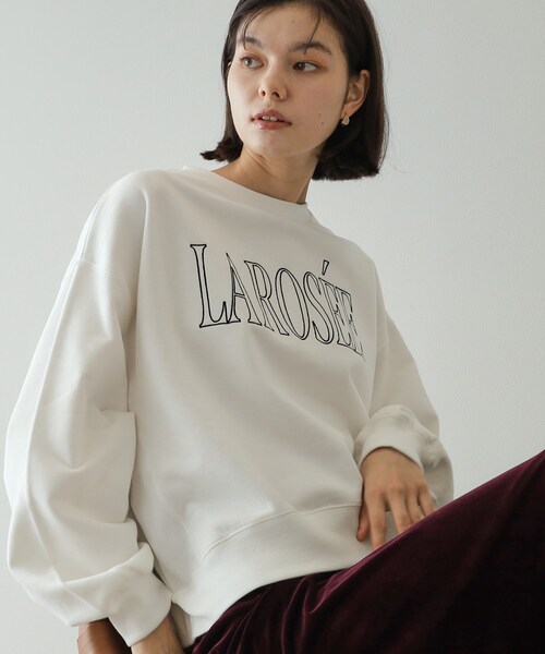 OPAQUE.CLIP（オペークドットクリップ）の「◆《美人百花掲載》ロゴ裏毛ショートトップス【洗濯機洗い可】（Tシャツ/カットソー・レディース・ホワイト/ネイビー/グレー・38/40/42）」の2枚目の写真