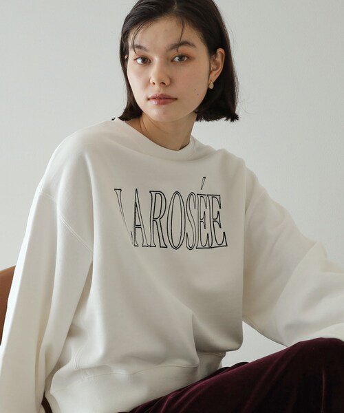 OPAQUE.CLIP（オペークドットクリップ）の「◆《美人百花掲載》ロゴ裏毛ショートトップス【洗濯機洗い可】（Tシャツ/カットソー・レディース・ホワイト/ネイビー/グレー・38/40/42）」の5枚目の写真