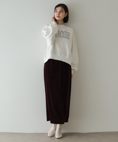 OPAQUE.CLIP（オペークドットクリップ）の「◆《美人百花掲載》ロゴ裏毛ショートトップス【洗濯機洗い可】（Tシャツ/カットソー・レディース・ホワイト/ネイビー/グレー・38/40/42）」の6枚目の写真