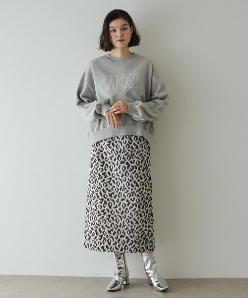 OPAQUE.CLIP（オペークドットクリップ）の「◆《美人百花掲載》ロゴ裏毛ショートトップス【洗濯機洗い可】（Tシャツ/カットソー・レディース・ホワイト/ネイビー/グレー・38/40/42）」の9枚目の写真