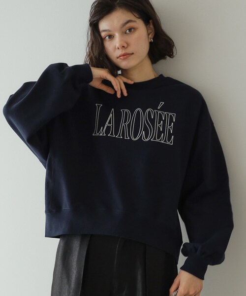 OPAQUE.CLIP（オペークドットクリップ）の「◆《美人百花掲載》ロゴ裏毛ショートトップス【洗濯機洗い可】（Tシャツ/カットソー・レディース・ホワイト/ネイビー/グレー・38/40/42）」の12枚目の写真