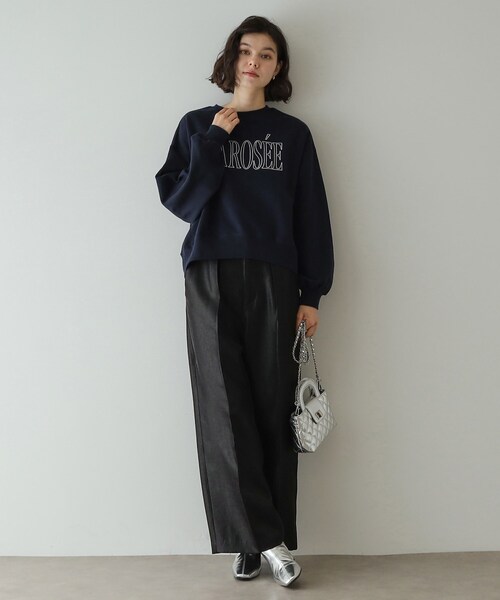 OPAQUE.CLIP（オペークドットクリップ）の「◆《美人百花掲載》ロゴ裏毛ショートトップス【洗濯機洗い可】（Tシャツ/カットソー・レディース・ホワイト/ネイビー/グレー・38/40/42）」の13枚目の写真