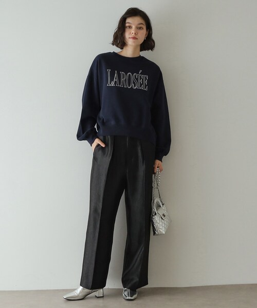 OPAQUE.CLIP（オペークドットクリップ）の「◆《美人百花掲載》ロゴ裏毛ショートトップス【洗濯機洗い可】（Tシャツ/カットソー・レディース・ホワイト/ネイビー/グレー・38/40/42）」の14枚目の写真