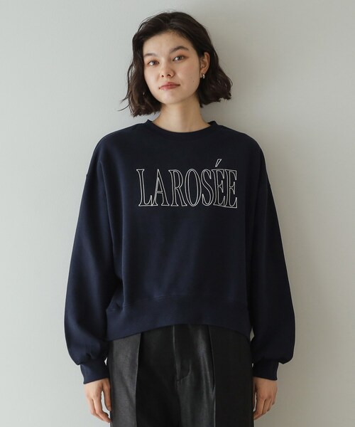 OPAQUE.CLIP（オペークドットクリップ）の「◆《美人百花掲載》ロゴ裏毛ショートトップス【洗濯機洗い可】（Tシャツ/カットソー・レディース・ホワイト/ネイビー/グレー・38/40/42）」の16枚目の写真