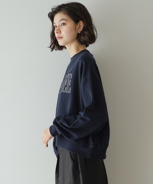 OPAQUE.CLIP（オペークドットクリップ）の「◆《美人百花掲載》ロゴ裏毛ショートトップス【洗濯機洗い可】（Tシャツ/カットソー・レディース・ホワイト/ネイビー/グレー・38/40/42）」の17枚目の写真