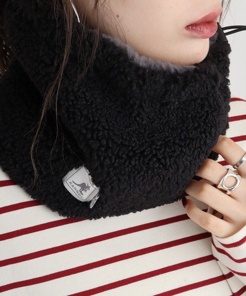 KANGOL(カンゴール)の「KANGOL ボア&フェイクファーネックウォーマー(ネックウォーマー/スヌード・レディース・グレイッシュベージュ/ブラック/ブラック系/ベージュ/オフホワイト・FREE)」の3枚目の写真