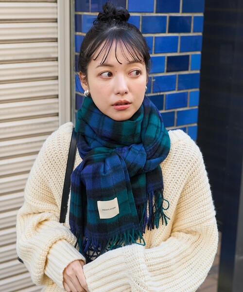 FREAK'S STORE（フリークスストア）の「ウールチェックマフラー（マフラー・レディース・レッド/グリーン/イエロー・ONE SIZE）」の10枚目の写真