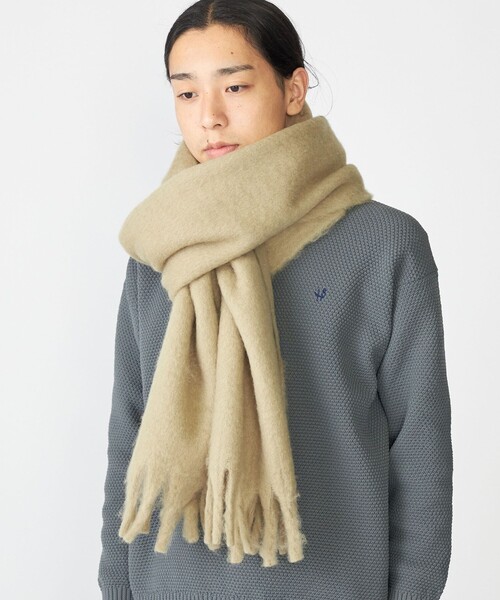 SHIPS（シップス）の「【WEB限定】SHIPS:〈洗濯機可能〉ボリューム マフラー (ソリッド)（マフラー・メンズ・グレー/ナチュラル/グリーン・ONE SIZE）」の3枚目の写真