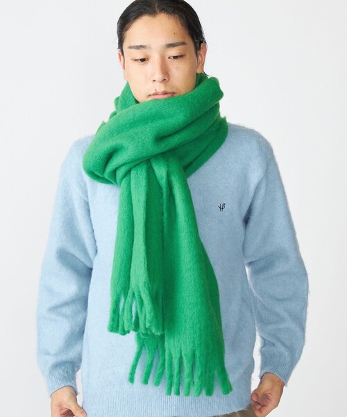 SHIPS（シップス）の「【WEB限定】SHIPS:〈洗濯機可能〉ボリューム マフラー (ソリッド)（マフラー・メンズ・グレー/ナチュラル/グリーン・ONE SIZE）」の2枚目の写真