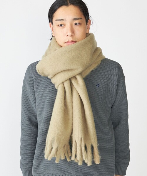 SHIPS（シップス）の「【WEB限定】SHIPS:〈洗濯機可能〉ボリューム マフラー (ソリッド)（マフラー・メンズ・グレー/ナチュラル/グリーン・ONE SIZE）」の4枚目の写真