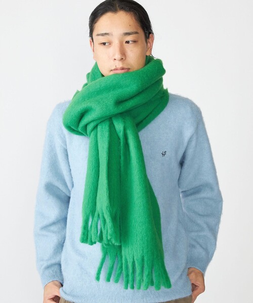 SHIPS（シップス）の「【WEB限定】SHIPS:〈洗濯機可能〉ボリューム マフラー (ソリッド)（マフラー・メンズ・グレー/ナチュラル/グリーン・ONE SIZE）」の6枚目の写真