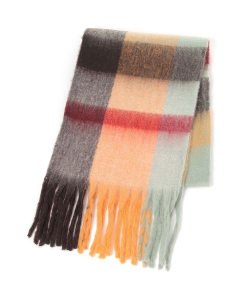 Elura(エルーラ)の「もちふわ小顔チェックストール/130490(ストール/ショール・レディース・イエロー/オレンジ・ONE SIZE)」の6枚目の写真