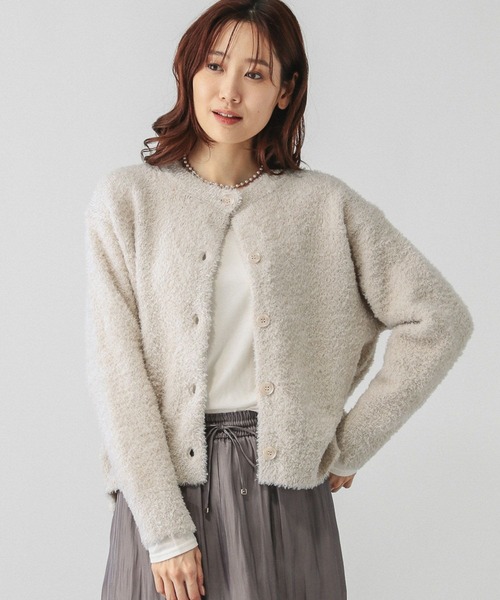 GLOBAL WORK（グローバルワーク）の「ブークレラメクルーカーディガン/147076（カーディガン/ボレロ・レディース・アイボリー/グレイッシュベージュ/ベビーピンク/チャコールグレー・MEDIUM/LARGE）」の2枚目の写真