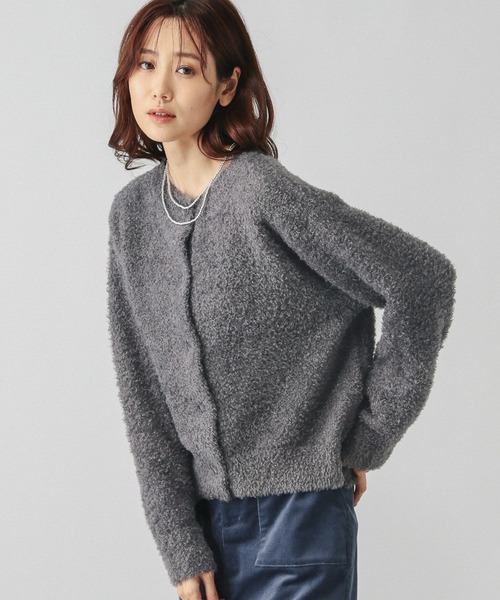 GLOBAL WORK（グローバルワーク）の「ブークレラメクルーカーディガン/147076（カーディガン/ボレロ・レディース・アイボリー/グレイッシュベージュ/ベビーピンク/チャコールグレー・MEDIUM/LARGE）」の3枚目の写真