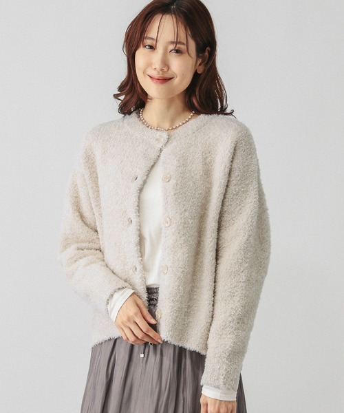 GLOBAL WORK（グローバルワーク）の「ブークレラメクルーカーディガン/147076（カーディガン/ボレロ・レディース・アイボリー/グレイッシュベージュ/ベビーピンク/チャコールグレー・MEDIUM/LARGE）」の9枚目の写真