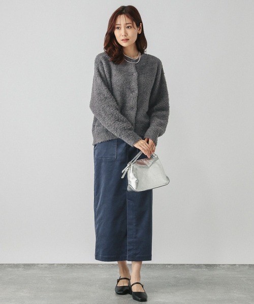 GLOBAL WORK（グローバルワーク）の「ブークレラメクルーカーディガン/147076（カーディガン/ボレロ・レディース・アイボリー/グレイッシュベージュ/ベビーピンク/チャコールグレー・MEDIUM/LARGE）」の12枚目の写真