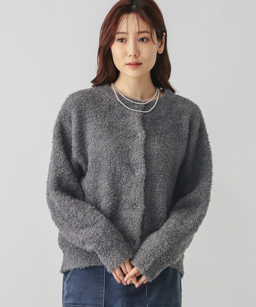 GLOBAL WORK（グローバルワーク）の「ブークレラメクルーカーディガン/147076（カーディガン/ボレロ・レディース・アイボリー/グレイッシュベージュ/ベビーピンク/チャコールグレー・MEDIUM/LARGE）」の13枚目の写真