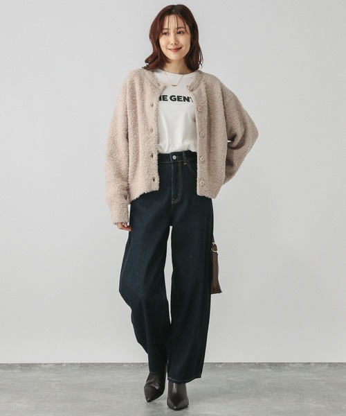 GLOBAL WORK（グローバルワーク）の「ブークレラメクルーカーディガン/147076（カーディガン/ボレロ・レディース・アイボリー/グレイッシュベージュ/ベビーピンク/チャコールグレー・MEDIUM/LARGE）」の16枚目の写真