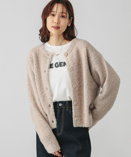 GLOBAL WORK（グローバルワーク）の「ブークレラメクルーカーディガン/147076（カーディガン/ボレロ・レディース・アイボリー/グレイッシュベージュ/ベビーピンク/チャコールグレー・MEDIUM/LARGE）」の17枚目の写真