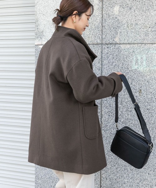 URBAN RESEARCH DOORS(アーバンリサーチドアーズ)の「ウールスタンドカラーコート(その他アウター・レディース・ネイビー/ブラウン・MEDIUM)」の7枚目の写真