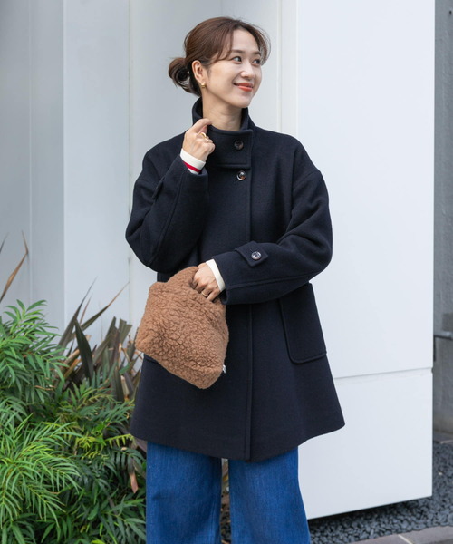URBAN RESEARCH DOORS(アーバンリサーチドアーズ)の「ウールスタンドカラーコート(その他アウター・レディース・ネイビー/ブラウン・MEDIUM)」の17枚目の写真