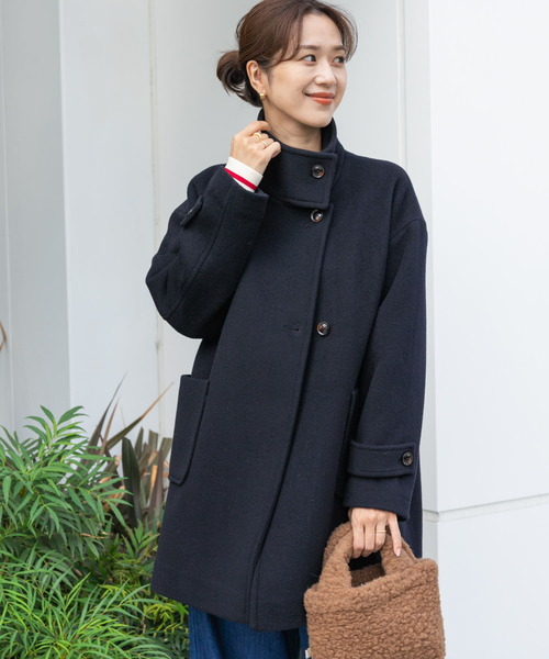 URBAN RESEARCH DOORS ウールスタンドカラーコート ブラウン RESEARCH