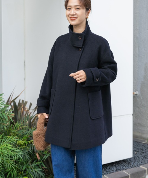 URBAN RESEARCH DOORS(アーバンリサーチドアーズ)の「ウールスタンドカラーコート(その他アウター・レディース・ネイビー/ブラウン・MEDIUM)」の20枚目の写真