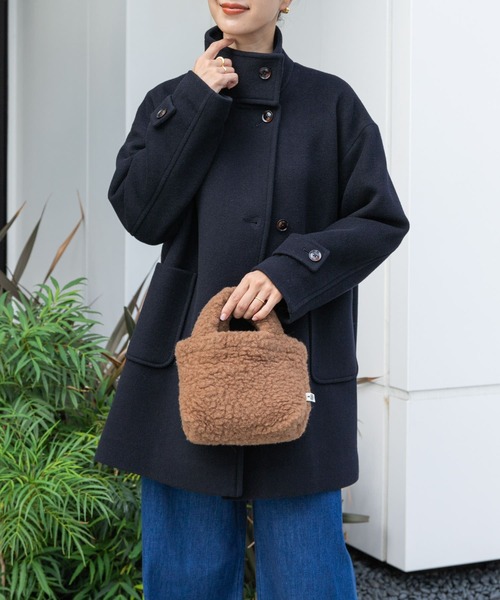 アーバンリサーチドアーズ Pコート ウールコート ショート丈 ネイビー