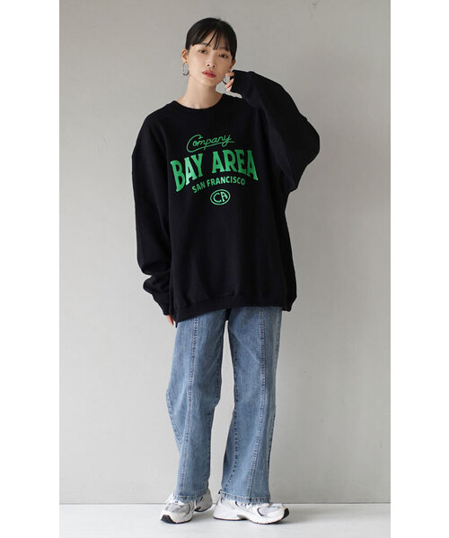 e-zakkamania stores（イーザッカマニアストアーズ）の「裏起毛 Logo print sweat（スウェット・レディース・ブラック/ライトベージュ・フリー）」の6枚目の写真