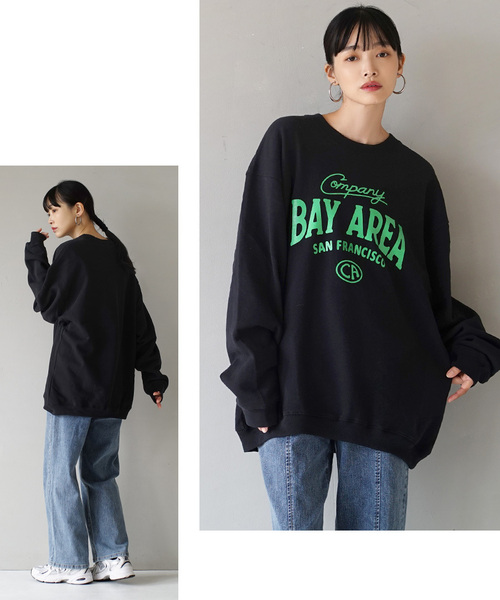 e-zakkamania stores（イーザッカマニアストアーズ）の「裏起毛 Logo print sweat（スウェット・レディース・ブラック/ライトベージュ・フリー）」の7枚目の写真