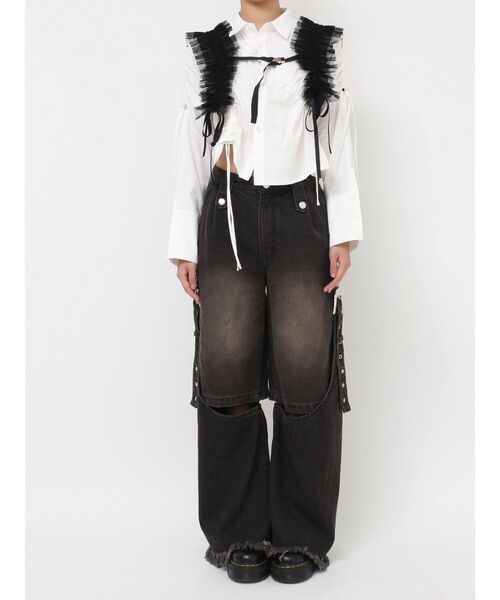 jouetie（ジュエティ）の「チュールハーネス（サスペンダー・レディース・オフホワイト/ブラック・FREE）」の4枚目の写真