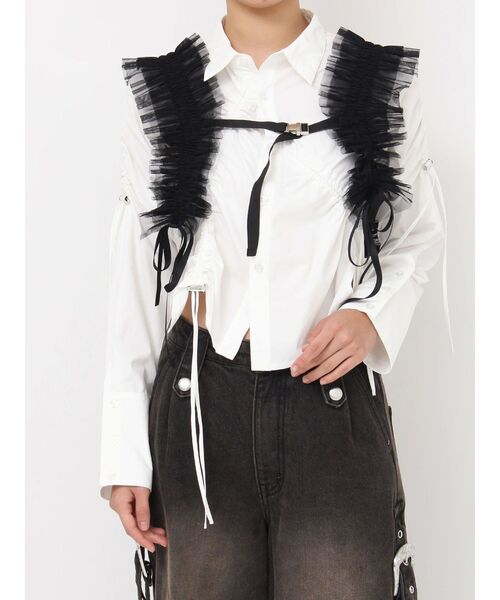 jouetie（ジュエティ）の「チュールハーネス（サスペンダー・レディース・オフホワイト/ブラック・FREE）」の3枚目の写真