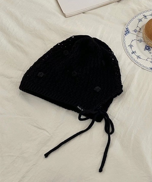 鍵編み ローズレース ニットビーニー cula1054（ニットキャップ