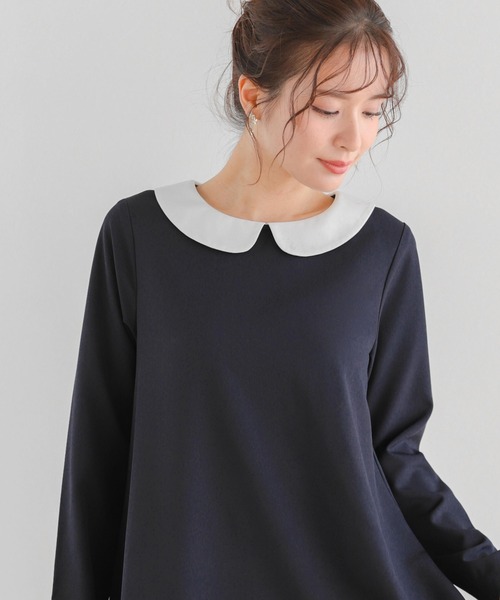 大特価!! セール】Aライン裾フリルラウンドカラーブラウス（シャツ トップス