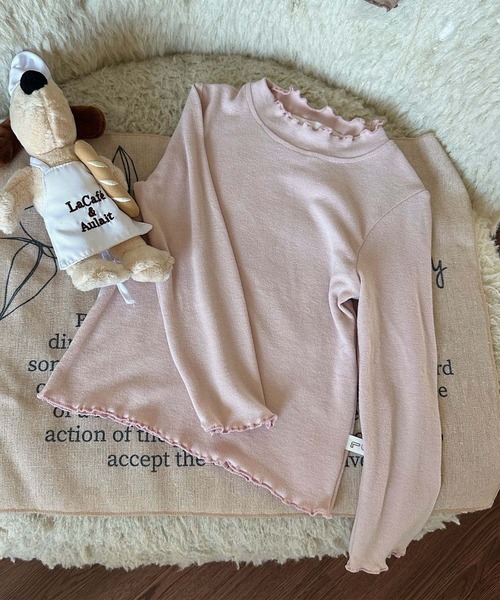 aimoha(アイモハ)の「【aimoha-KIDS-】フリルトップス(Tシャツ/カットソー・キッズ・ホワイト/ピンク/ベージュ/ブラック/チョコ・90/100/110/120/130/140)」の1枚目の写真