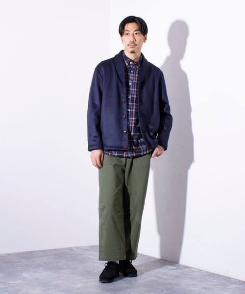 GLOSTER（グロスター）の「【GLOSTER/グロスター】カチオンフリースボンディング くるみボタン ショールカーディガン（カーディガン/ボレロ・メンズ・グレー/ロイヤルブルー/ダークネイビー・S/M/L）」の11枚目の写真