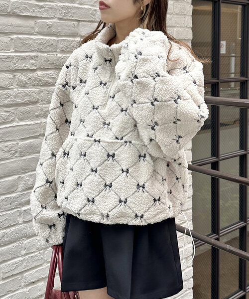 w closet（ダブルクローゼット）の「柄アソートボアフリース（パーカー・レディース・アイボリー/グレー/イエロー・FREE）」の13枚目の写真