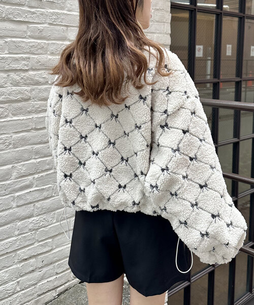 w closet（ダブルクローゼット）の「柄アソートボアフリース（パーカー・レディース・アイボリー/グレー/イエロー・FREE）」の12枚目の写真