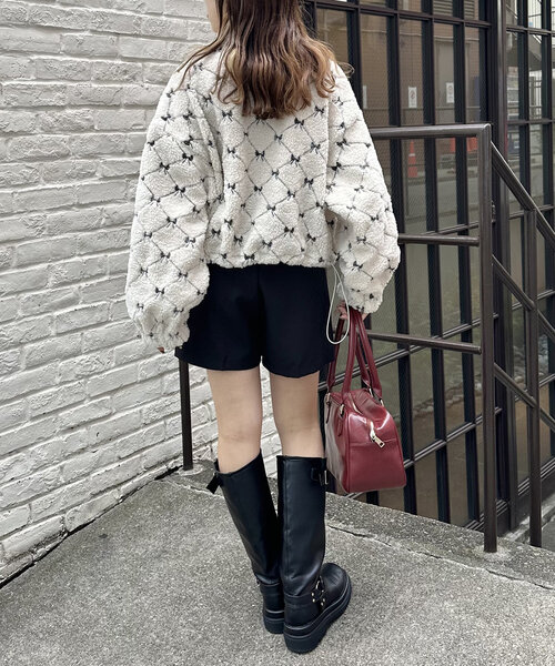 w closet（ダブルクローゼット）の「柄アソートボアフリース（パーカー・レディース・アイボリー/グレー/イエロー・FREE）」の4枚目の写真