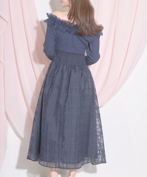 セール】【ZOZO限定】フリル切替2WAYオフショルダーシアー