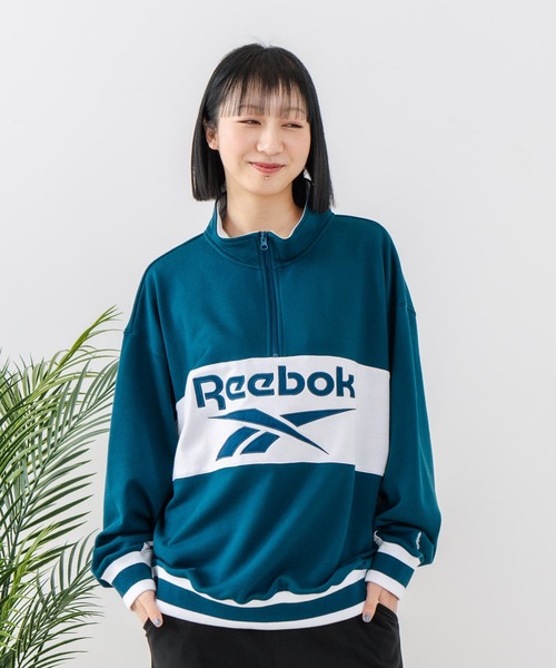 【Reebok/リーボック】裏毛 ロゴ 切替リブライン ハーフジッププルオーバー スウェット（スウェット）｜Reebok（リーボック）