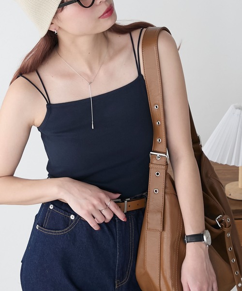 BONLECILL(ボンルシール)の「カップ付きダブルストラップキャミソール(キャミソール・レディース・アイボリー/ホワイト×ブラック/ブラック/ブルー/チャコールグレー/グレー/ミント/ベージュ/オレンジ/モカ/ネイビー/ピンク/ブラウン/レッド・M/S/L)」の10枚目の写真