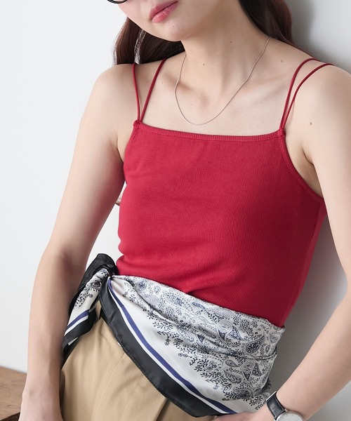 BONLECILL(ボンルシール)の「カップ付きダブルストラップキャミソール(キャミソール・レディース・アイボリー/ホワイト×ブラック/ブラック/ブルー/チャコールグレー/グレー/ミント/ベージュ/オレンジ/モカ/ネイビー/ピンク/ブラウン/レッド・M/S/L)」の13枚目の写真